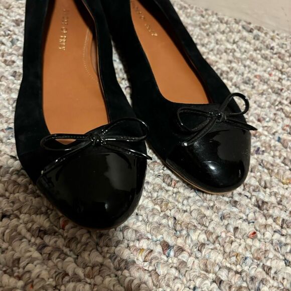 Shoes of Prey Black Suede Leather Bow Ballet Flat- Size 8.5 W - Picture 6 of 11